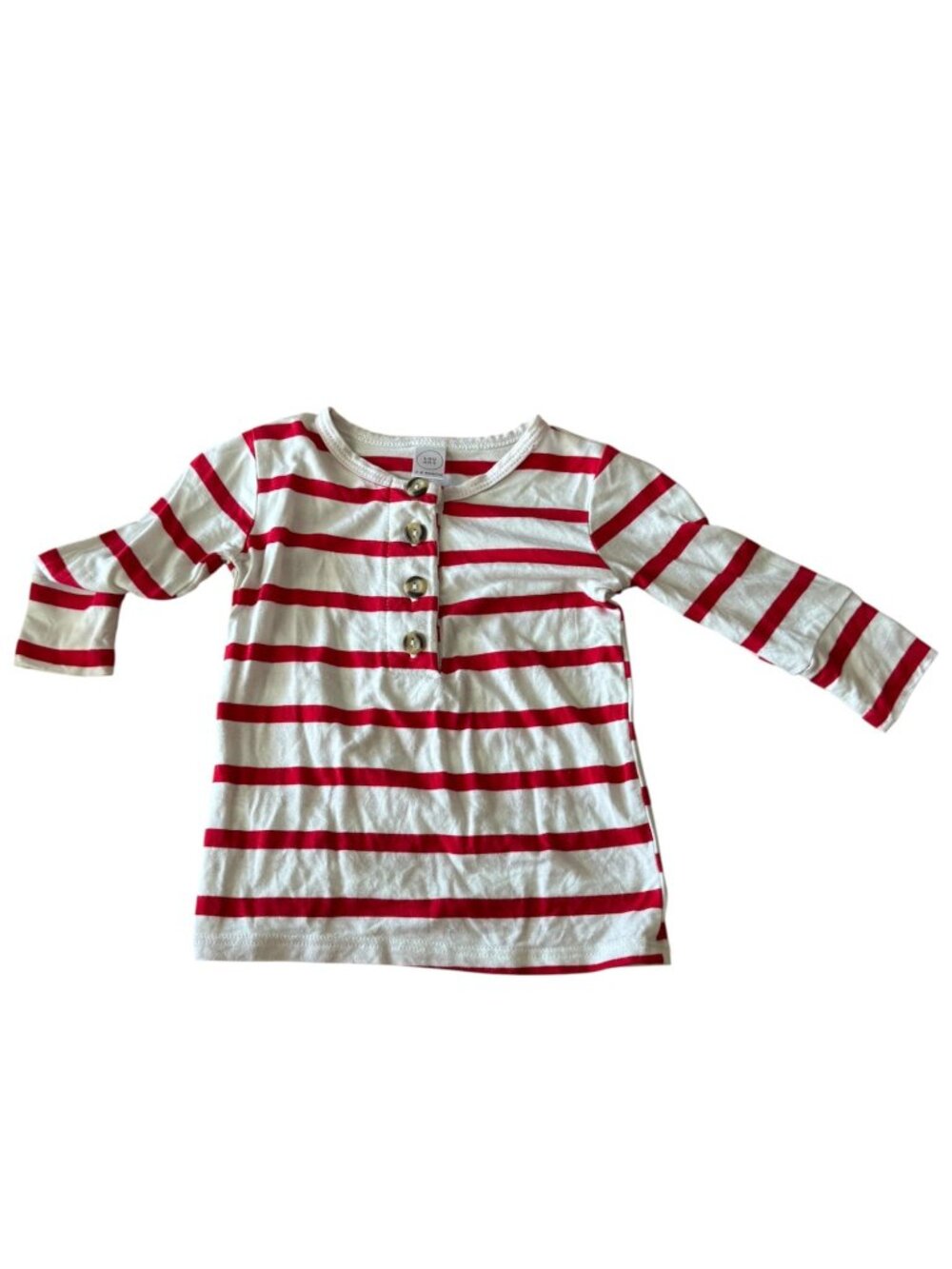 Lou Lou Baby Long Sleeve Henley Shirt 3–6M Red White Striped
